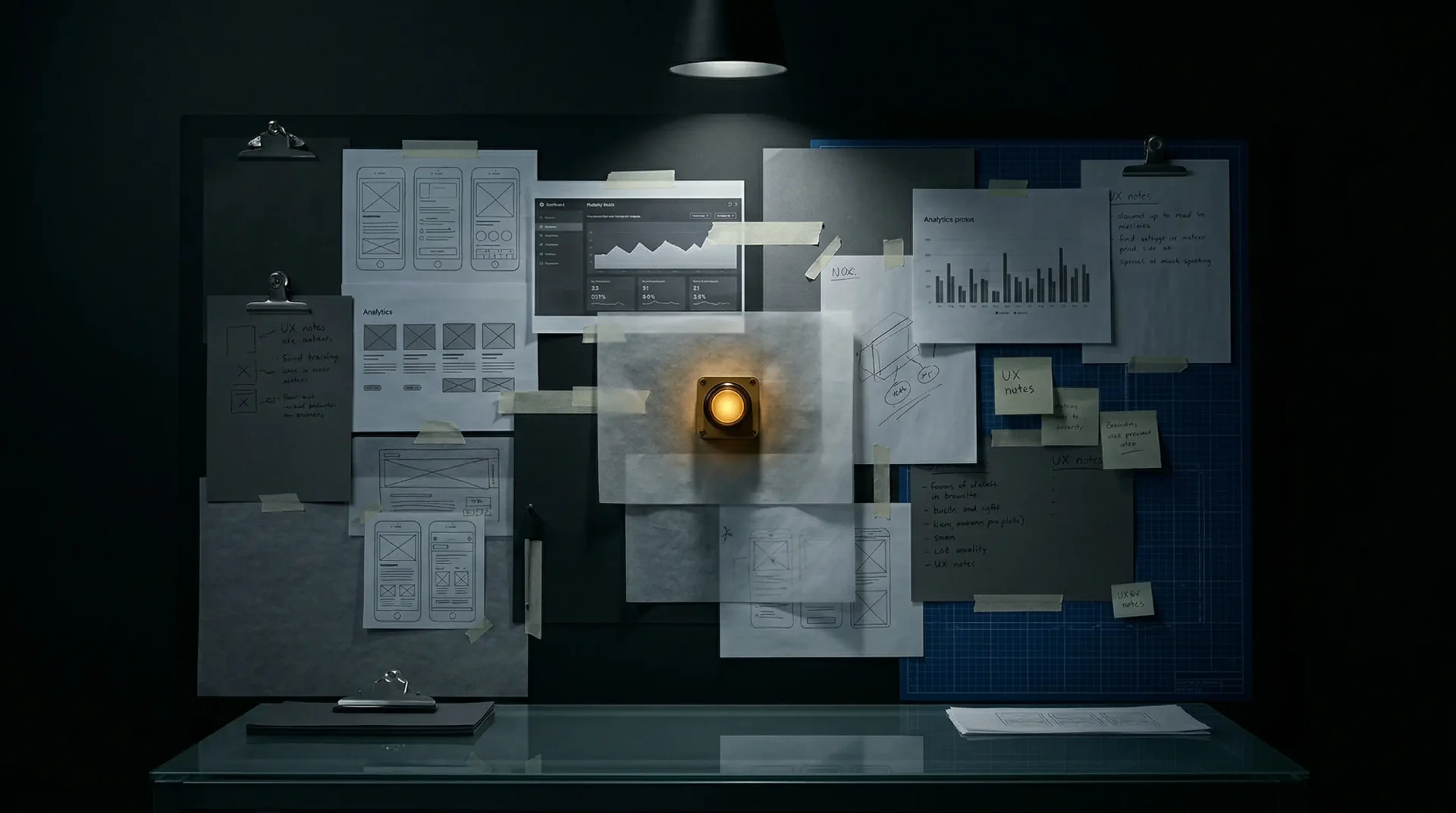 Hidden high-value UX fix glowing at the center of a dark prototype wall